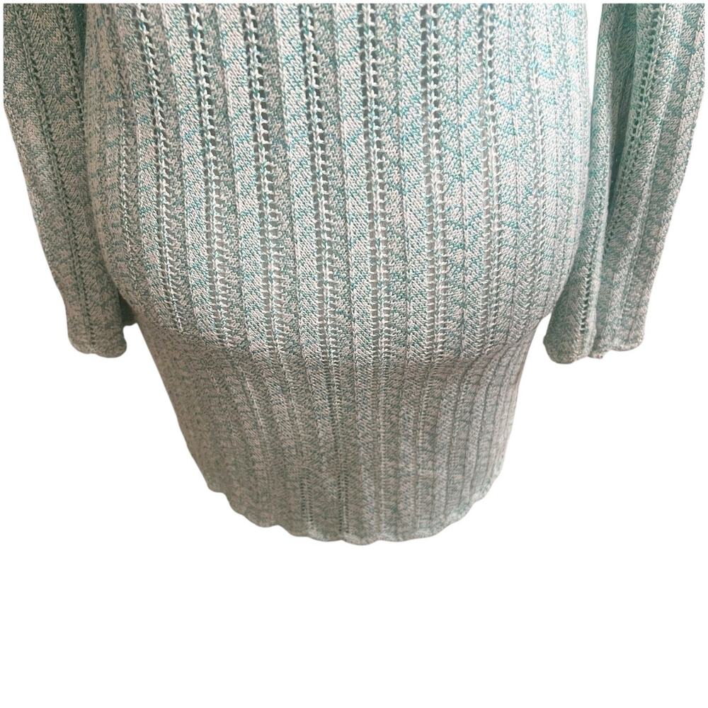 St. John Sport Crochet Longline Knit Cardigan Teal Size Small Petite Beaded Hook - Picture 10 of 16